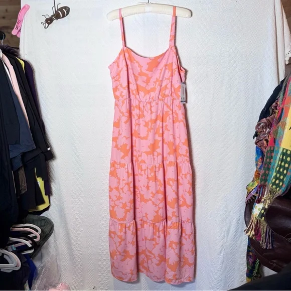 NEW Social Standard by sanctuary Smocked Back Dress Size XXL Melon Floral - Picture 2 of 8